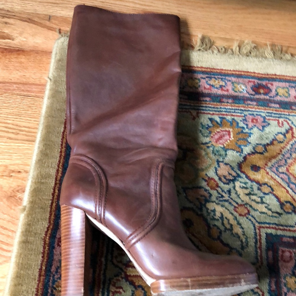 Brown high heel boots